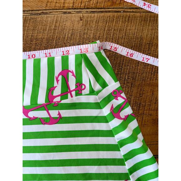 Womens Melly M Green Stripes Hot Pink Anchor Skirt Nautical Stretchy Summer S - Picture 4 of 7